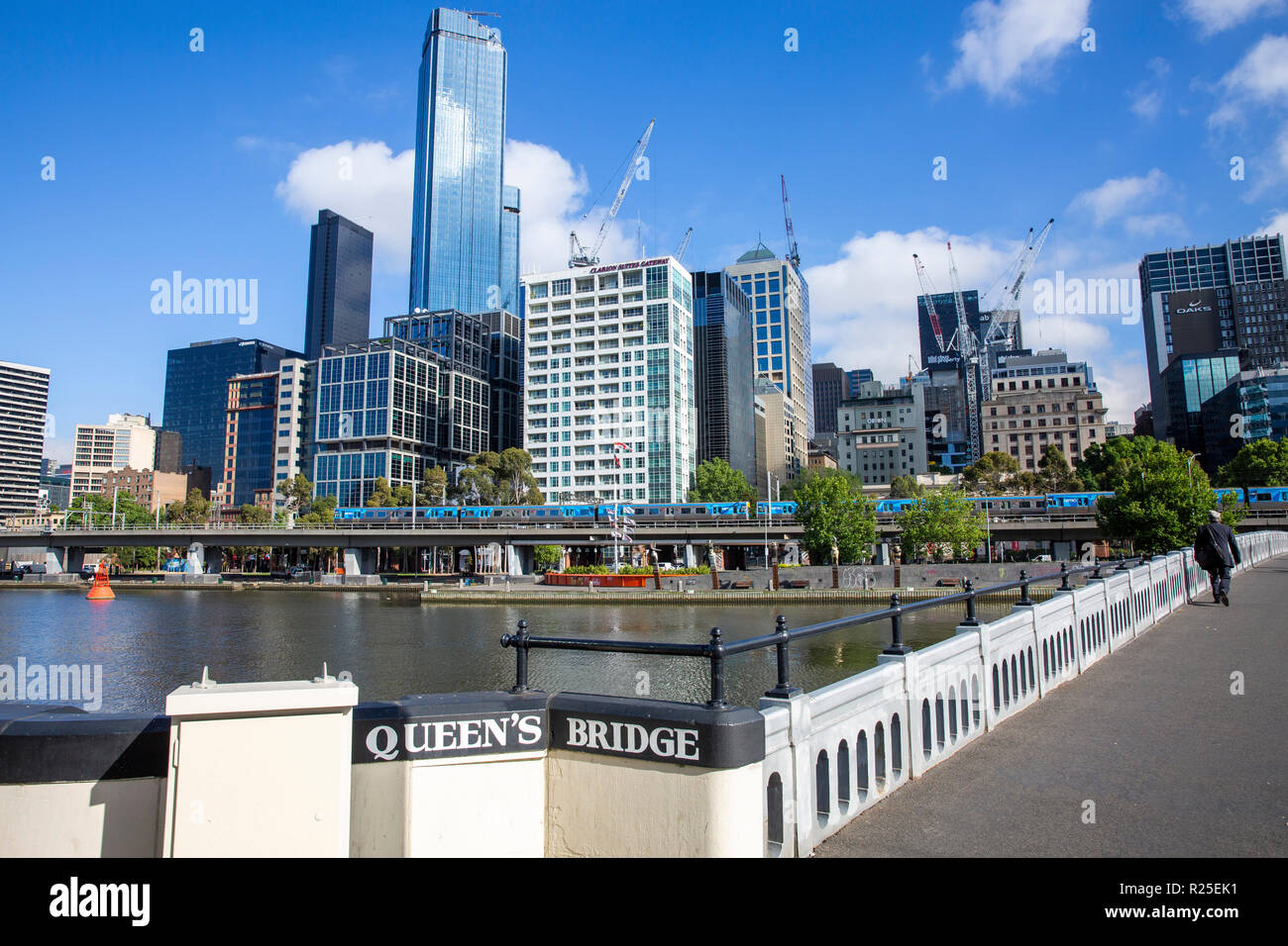 Queens bridge and Melbourne city centre on a sunny spring day,Melbourne,Victoria,Australia Stock Photo