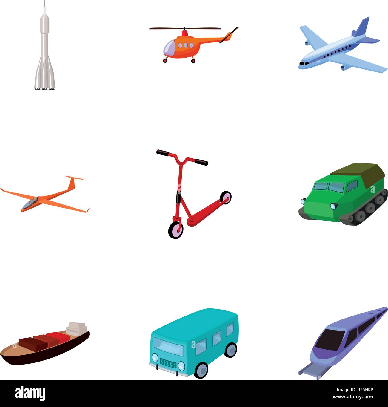 Set of pictures about types of transport. Transportation of people ...