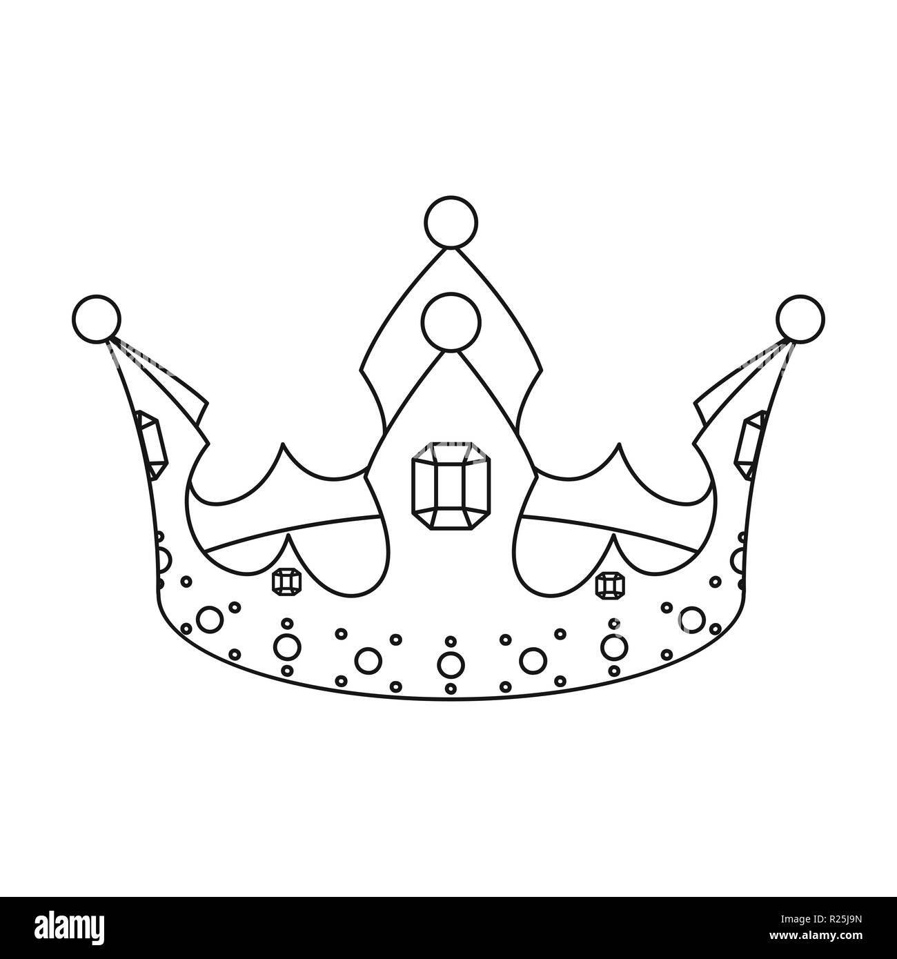 Crown Icon In Outline Style Isolated On White Background. Hats Symbol 