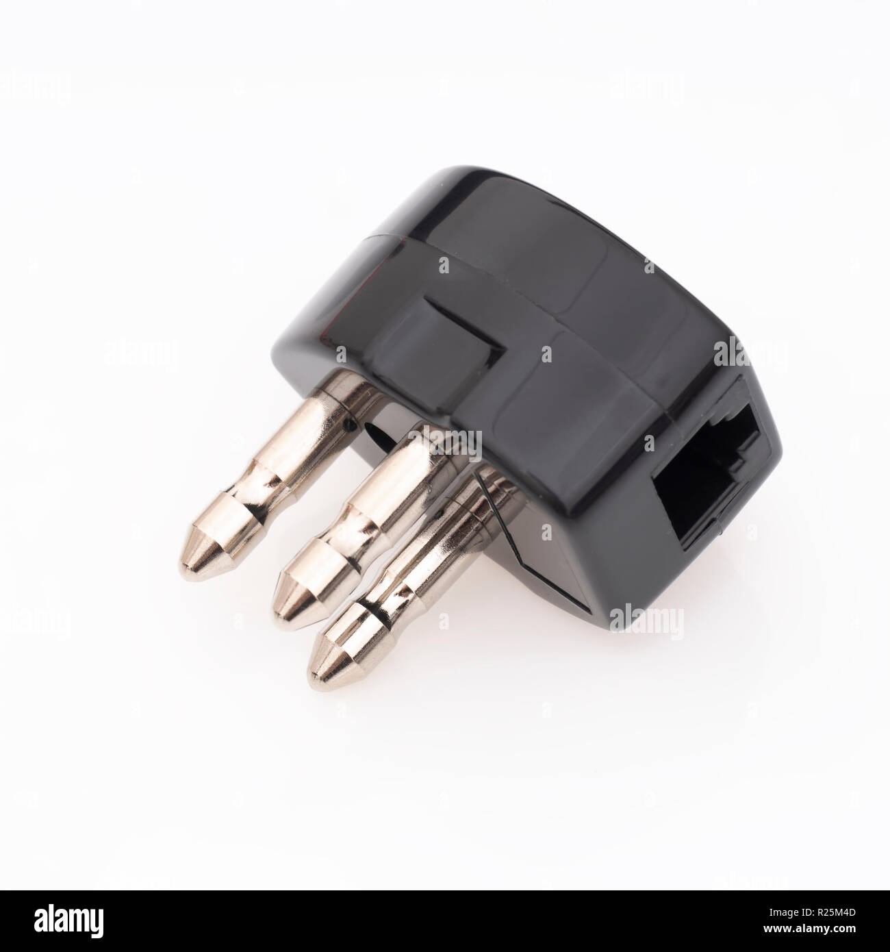 Telephone jack adaptor plug. US isolated on white. Stock Photo