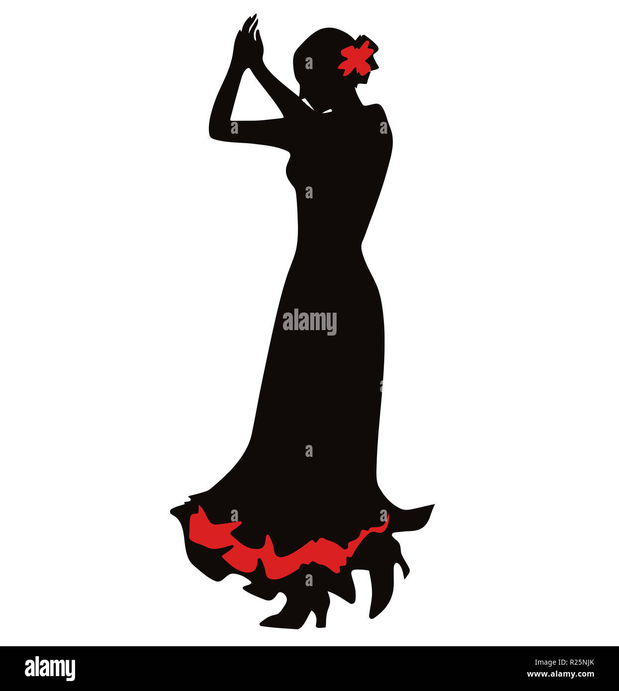 spain dance flamenco culture passion music  woman silhouette illustration Stock Photo