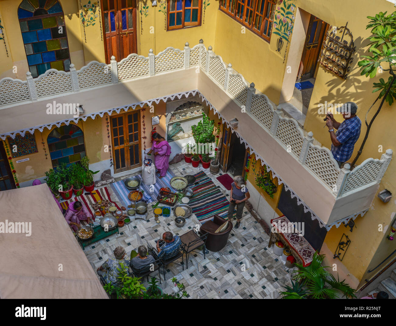 Jodhpur, India Nov 6, 2017. Residential yard of an old twostory