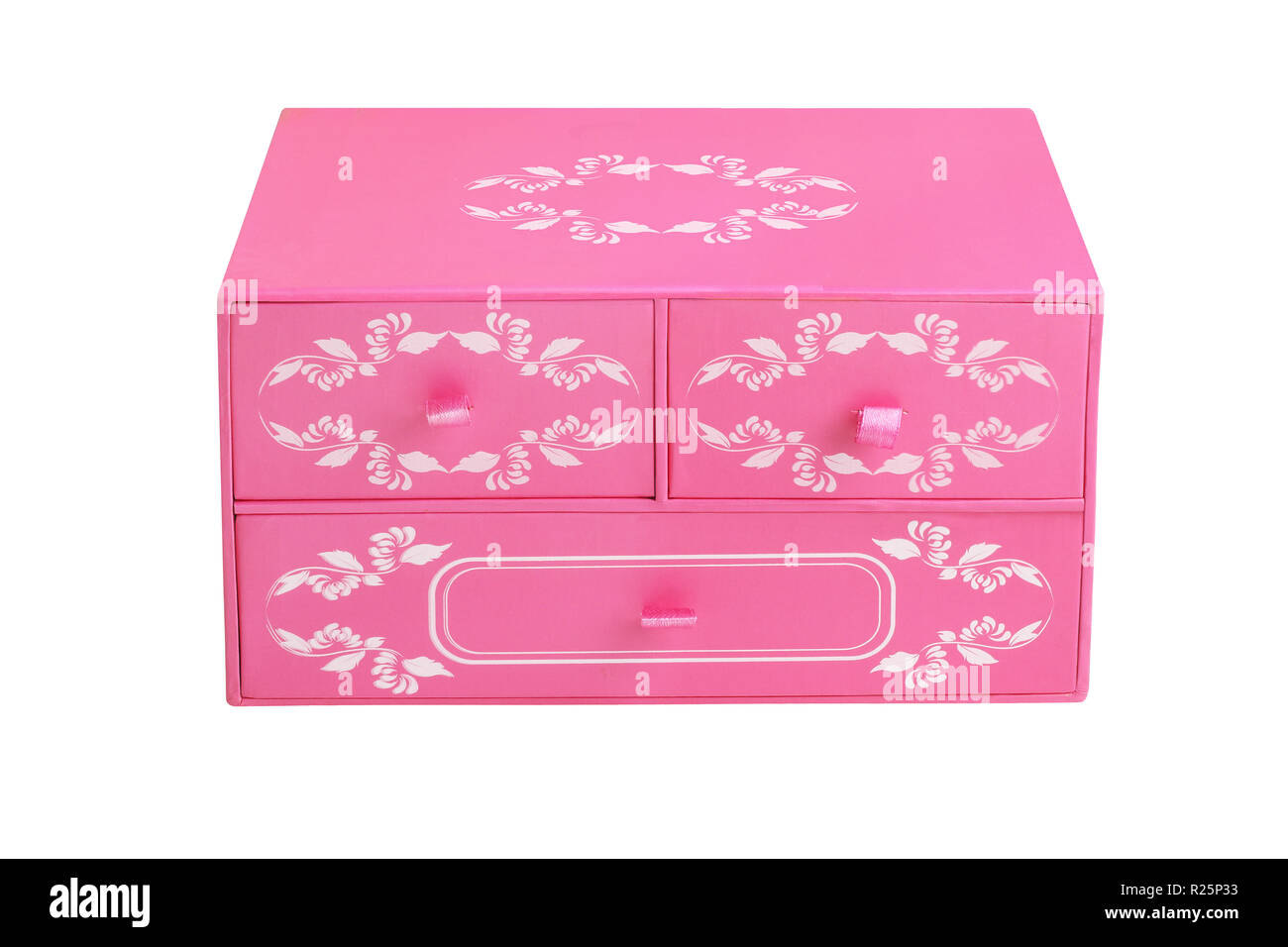 Chinese Floral Chest Box on White Background Stock Photo