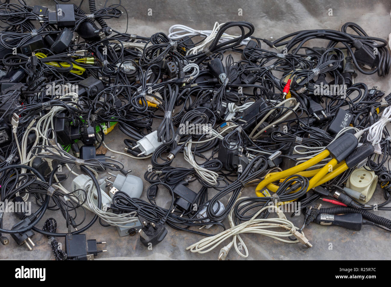 Old second electrics sell at flea market Stock Photo