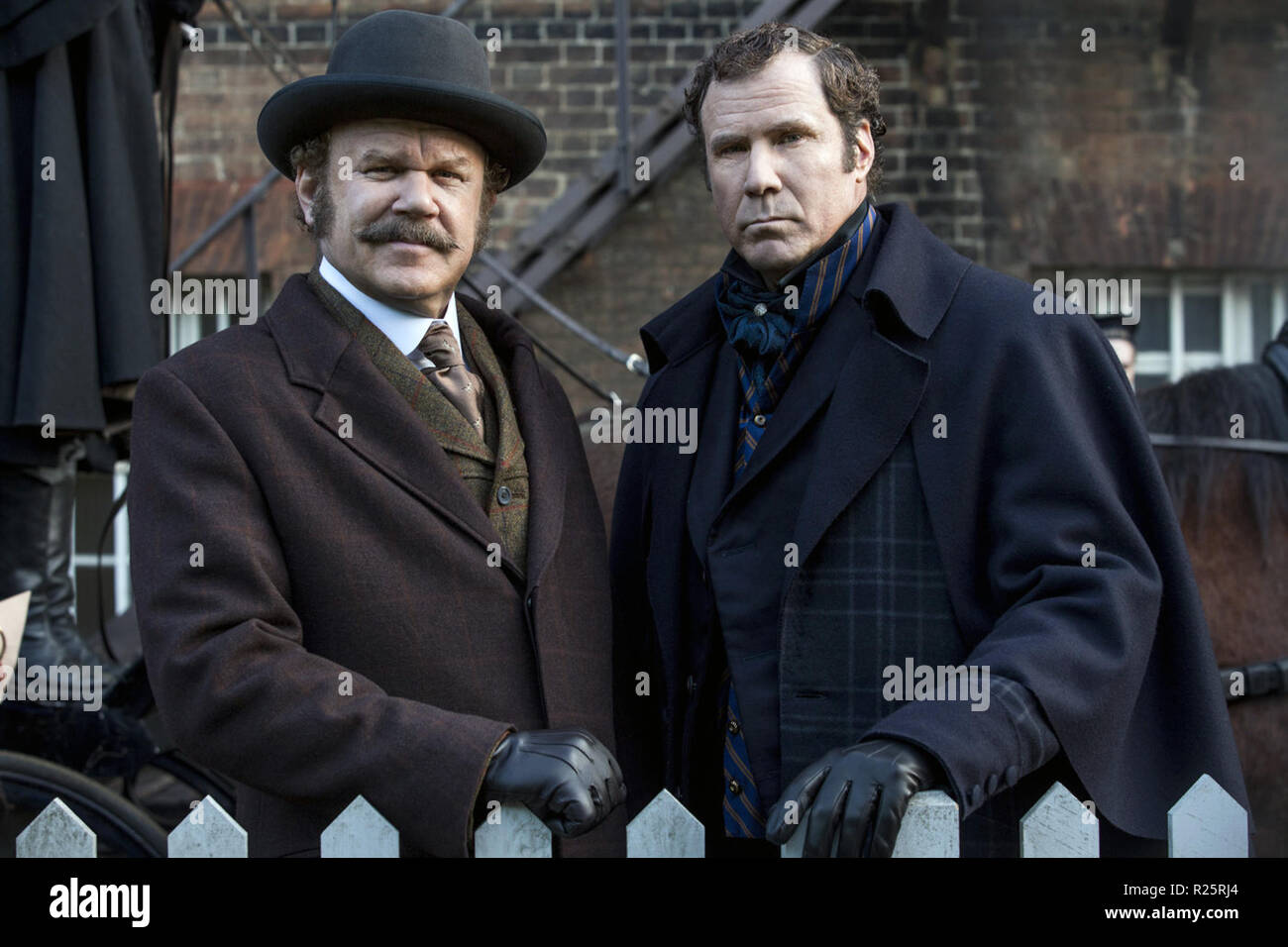 Holmes & Watson is an upcoming American mystery action comedy film written and directed by Etan Cohen. The film stars Will Ferrell, John C. Reilly, Rebecca Hall, Ralph Fiennes, Rob Brydon, Kelly Macdonald, Lauren Lapkus, and Hugh Laurie  This photograph is for editorial use only and is the copyright of the film company and/or the photographer assigned by the film or production company and can only be reproduced by publications in conjunction with the promotion of the above Film. A Mandatory Credit to the film company is required. The Photographer should also be credited when known. Stock Photo