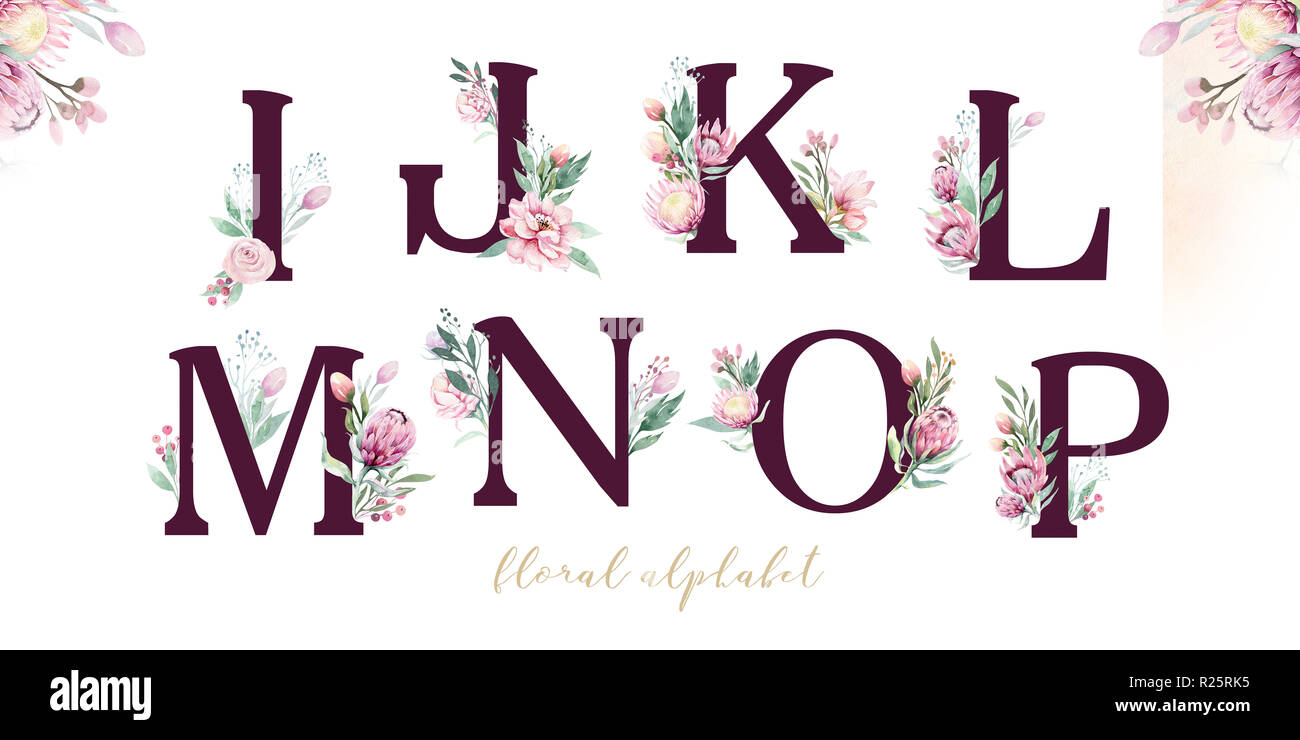 Graphic floral alphabet, gold letter O with vintage flowers bouquet  composition, unique monogram initial perfect for wedding invitations,  greetings Stock Photo - Alamy