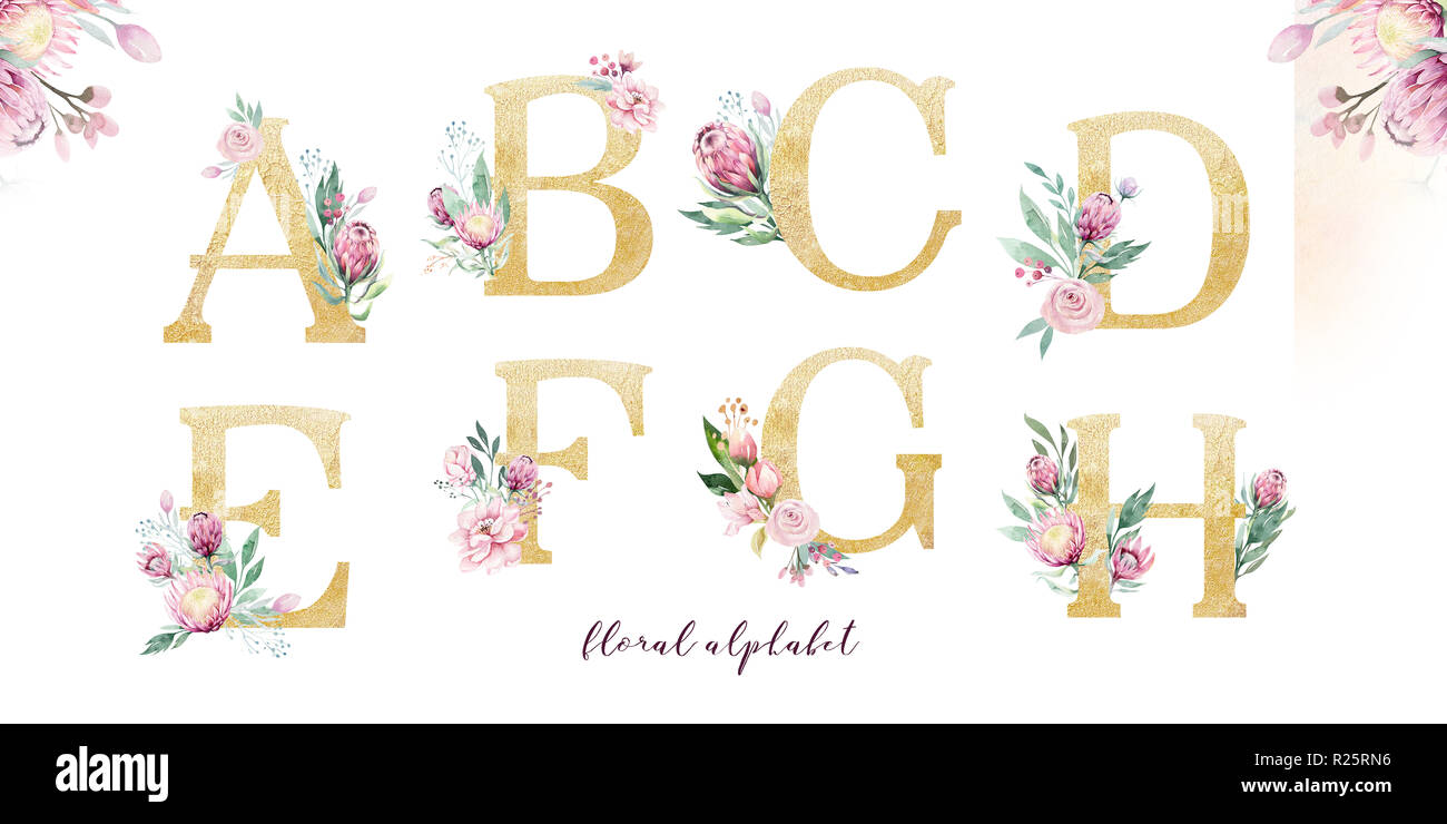 Gold Glitter Letter Alphabet Isolated Golden Alphabetic Fonts And Numbers On White Background