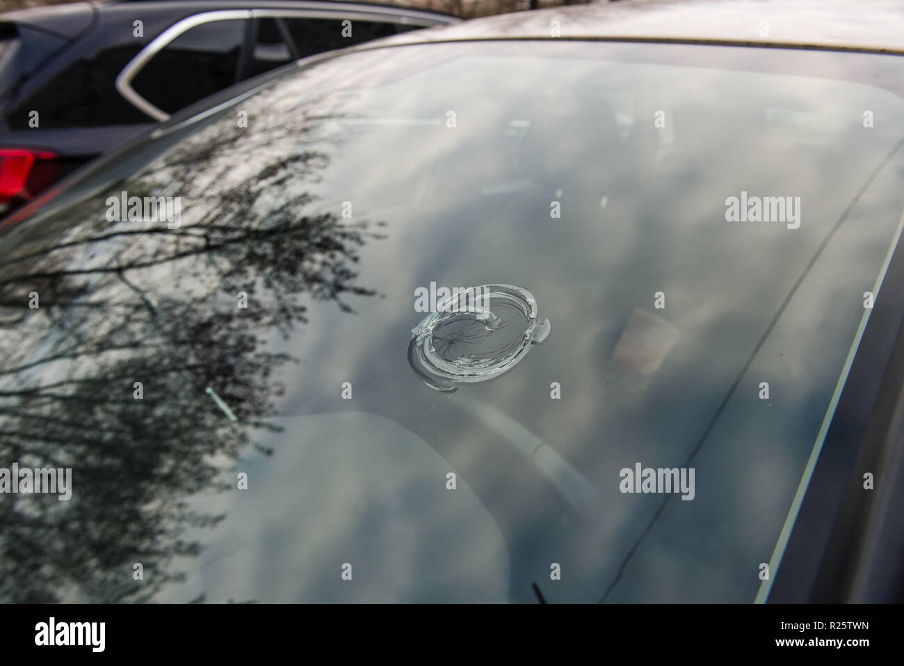 Round pothole and vehicle window accident and detect Stock Photo Alamy
