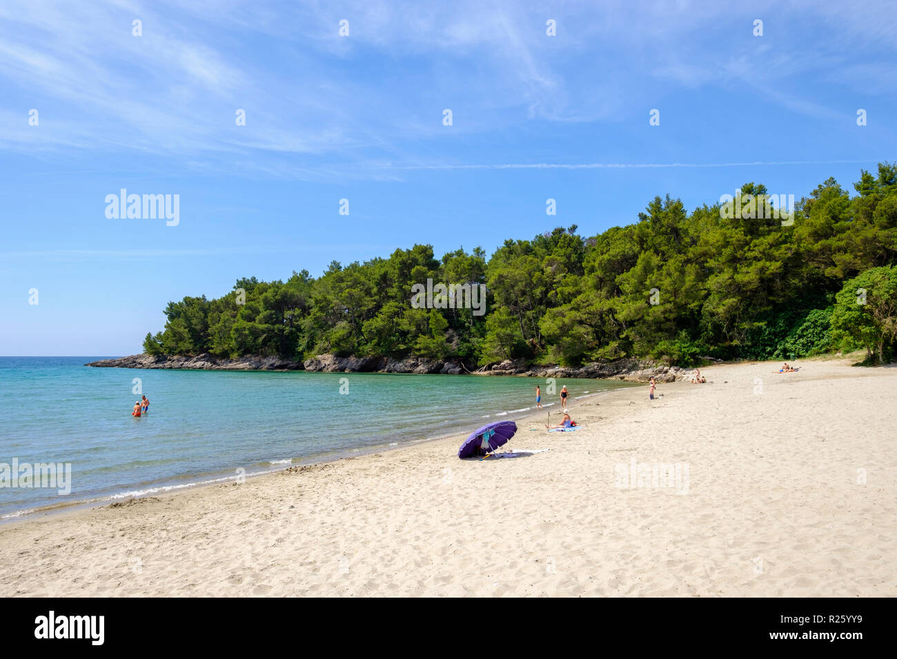 Plavi Horizonti beach, Lustica peninsula, Luštica, near Tivat, Montenegro Stock Photo
