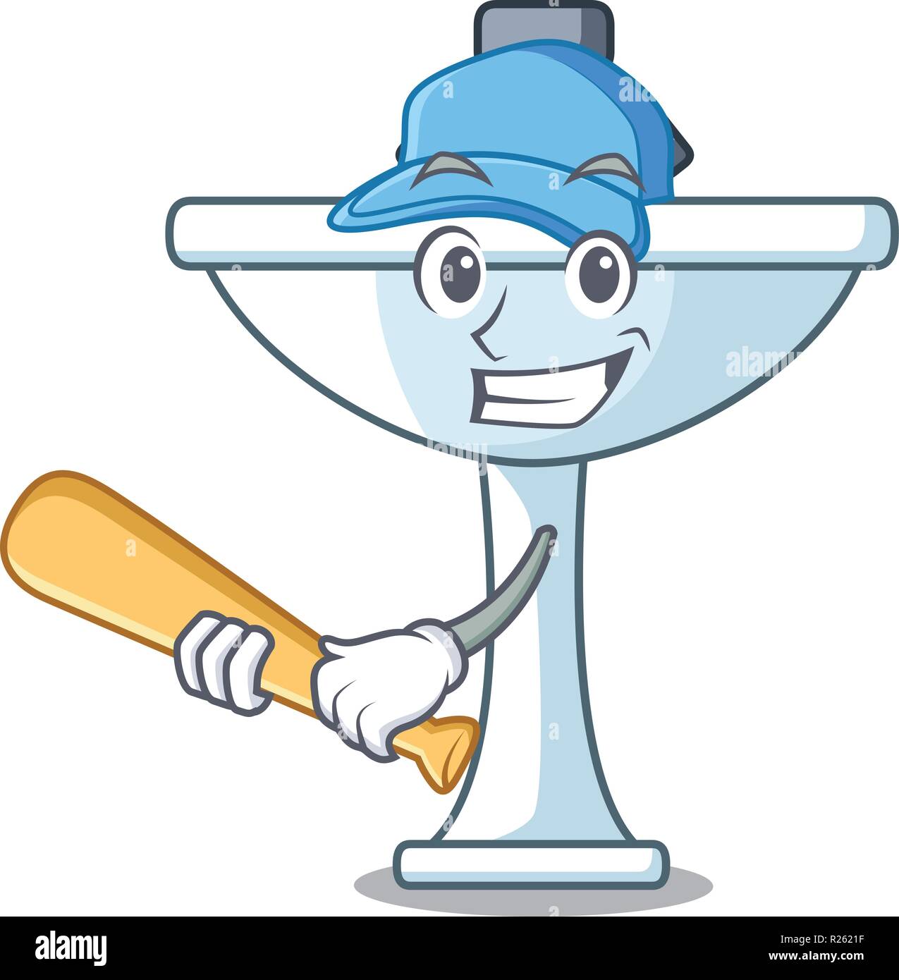 Playing baseball cartoon sink in the kitchen room Stock Vector Image