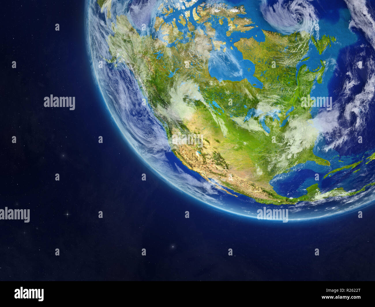 North America on planet Earth from space. Very fine detail of planet ...