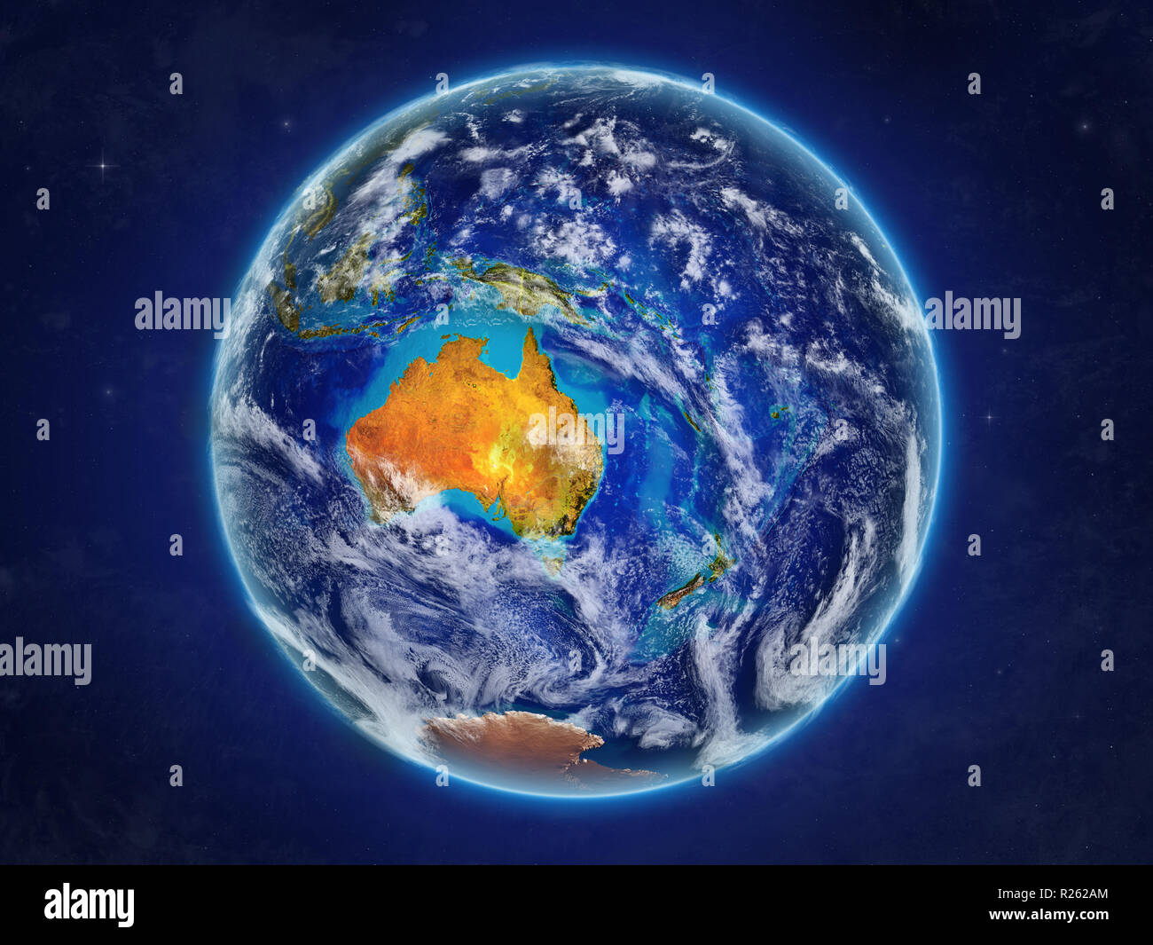 Australia from space on realistic model of planet Earth with country ...