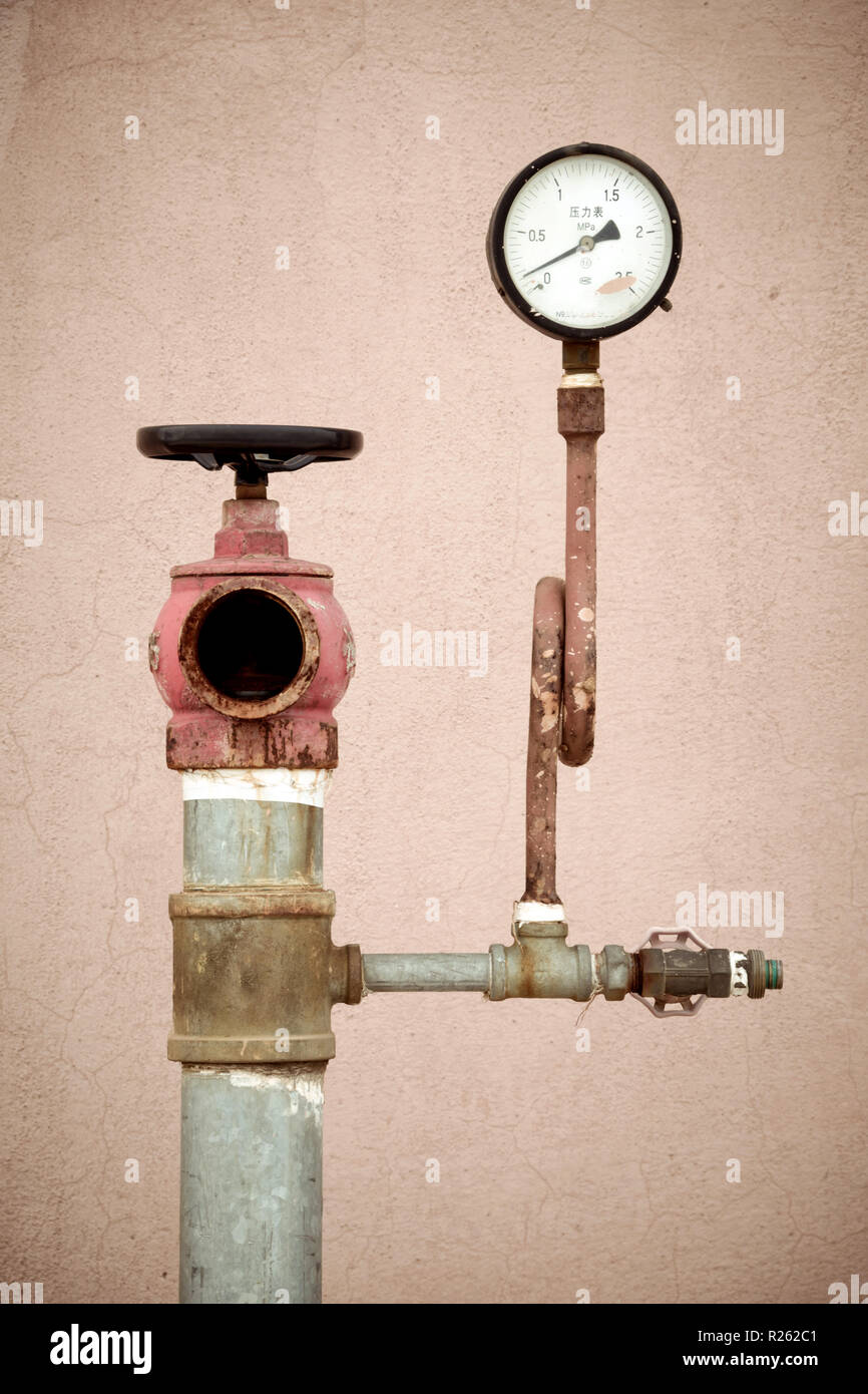 Pipes and pressure gauges Stock Photo Alamy