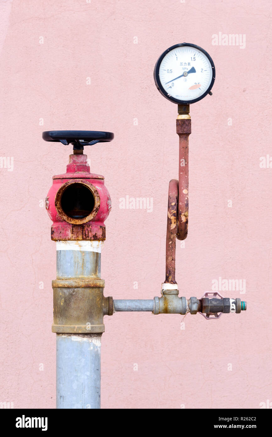 Pipes and pressure gauges Stock Photo - Alamy