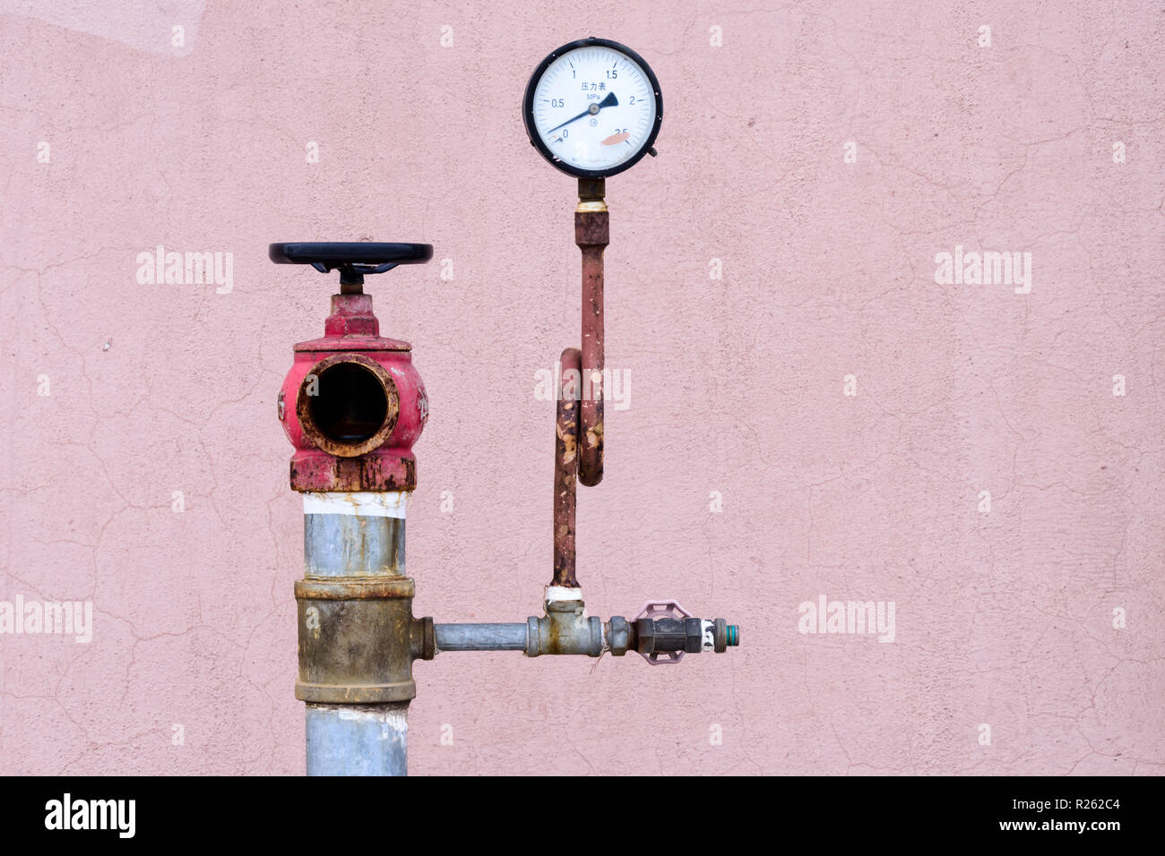 Pipes and pressure gauges Stock Photo Alamy