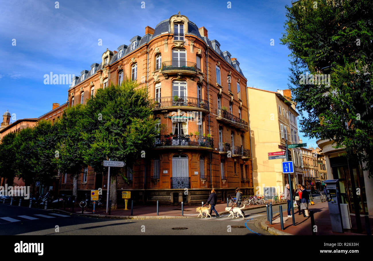 Traditional French atchitecture in Toulouse, France Stock Photo