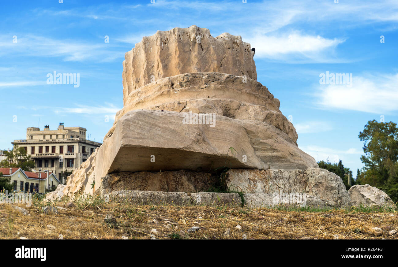 ruins of the ancient temple of Olympic Zeus in Athens, Greece. Stock Photo