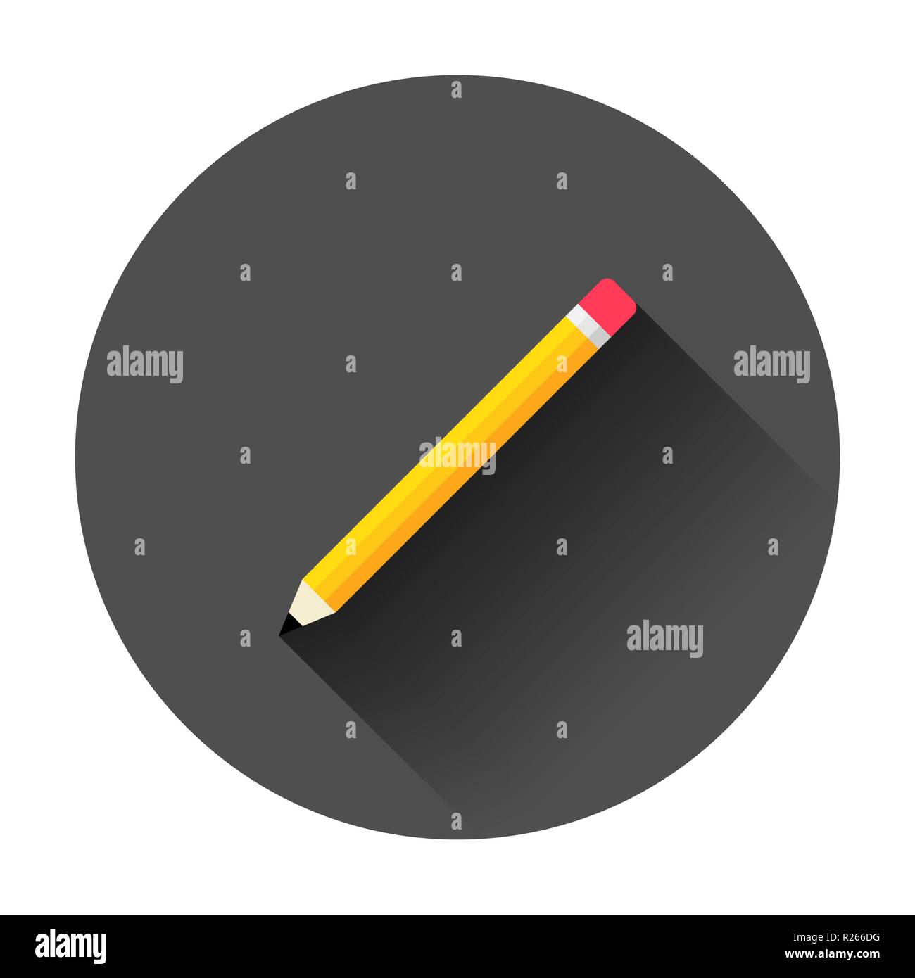 Wooden pencil with rubber eraser icon in flat style. Highlighter vector ...