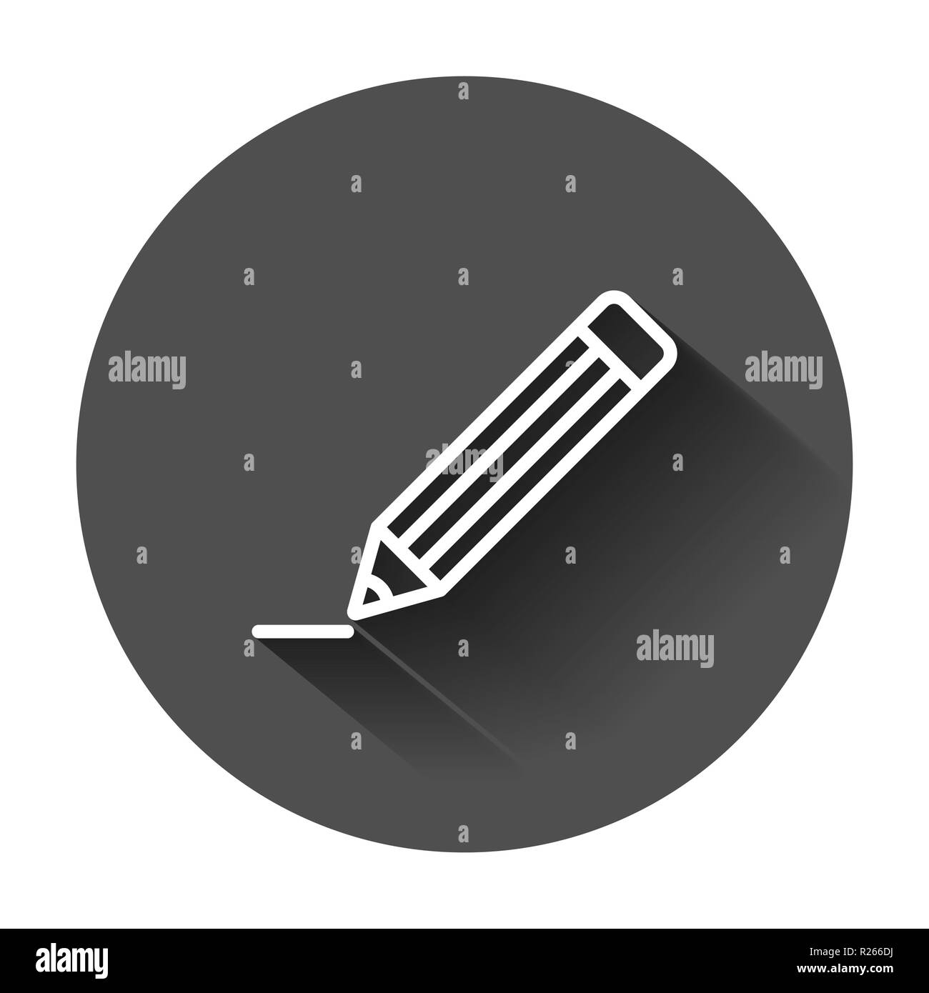 Pencil with rubber eraser icon in flat style. Highlighter vector ...