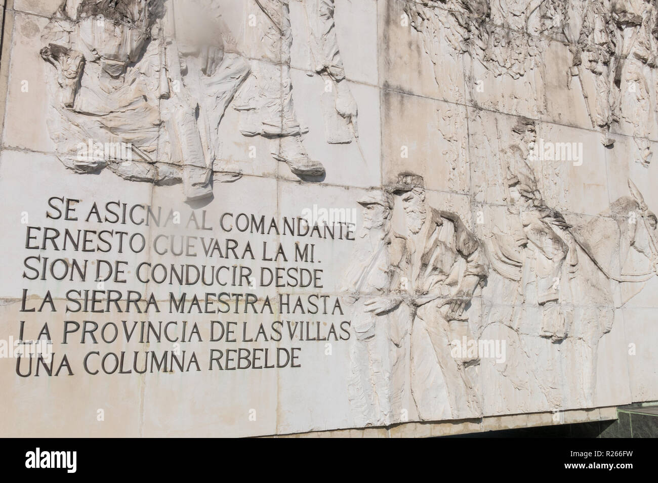 SANTA CLARA,CUBA-JANUARY 6, 2017: Frieze with relief of Che Guevara in the Memorial and Museum in Santa clara. Che Guevara was a commander in the Rebe Stock Photo