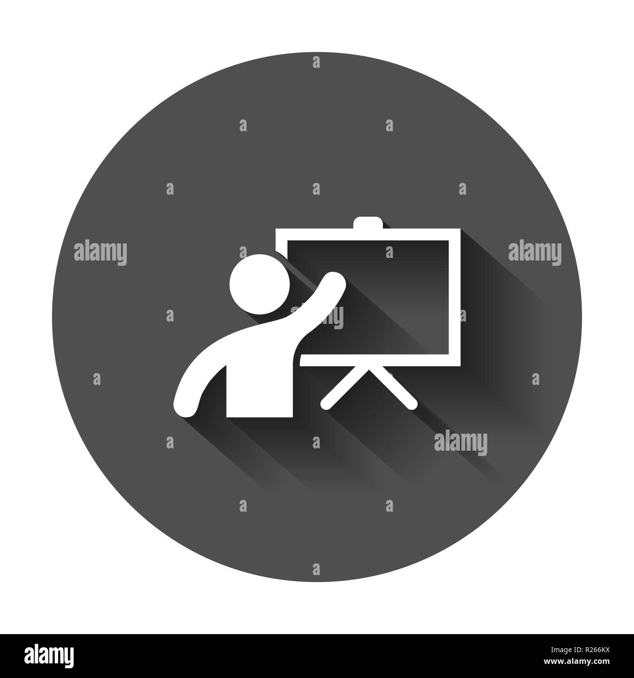 Training education icon in flat style. People seminar vector illustration with long shadow. School classroom lesson business concept. Stock Vector