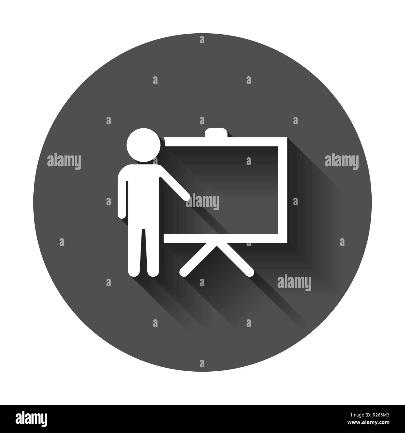 Training education icon in flat style. People seminar vector illustration with long shadow. School classroom lesson business concept. Stock Vector