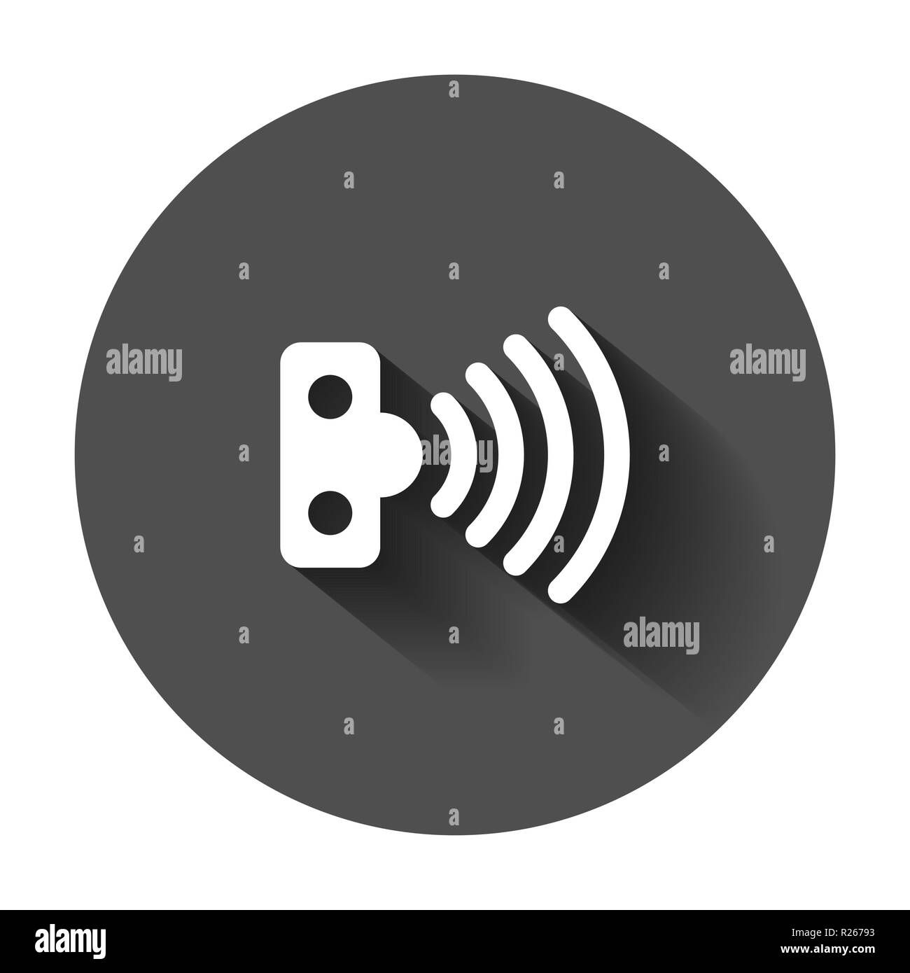 Motion sensor icon in flat style. Sensor waves vector illustration with ...