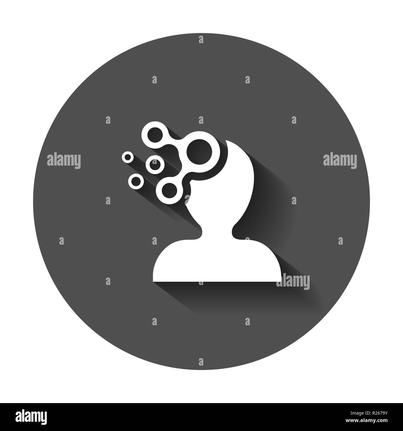 Mind people icon in flat style. Human frustration vector illustration with long shadow. Mind thinking business concept. Stock Vector