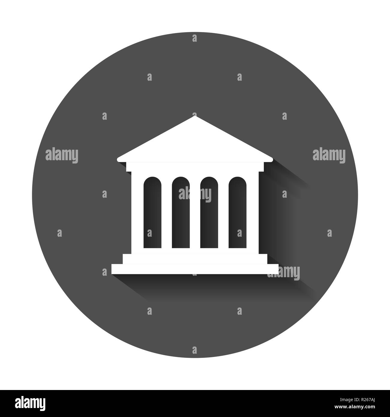 Bank building icon in flat style. Government architecture vector ...
