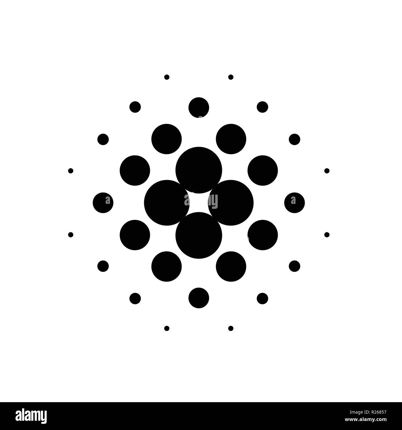 Black Dot Halftone Vector. Isolated on white background. Vector illustration. Stock Vector
