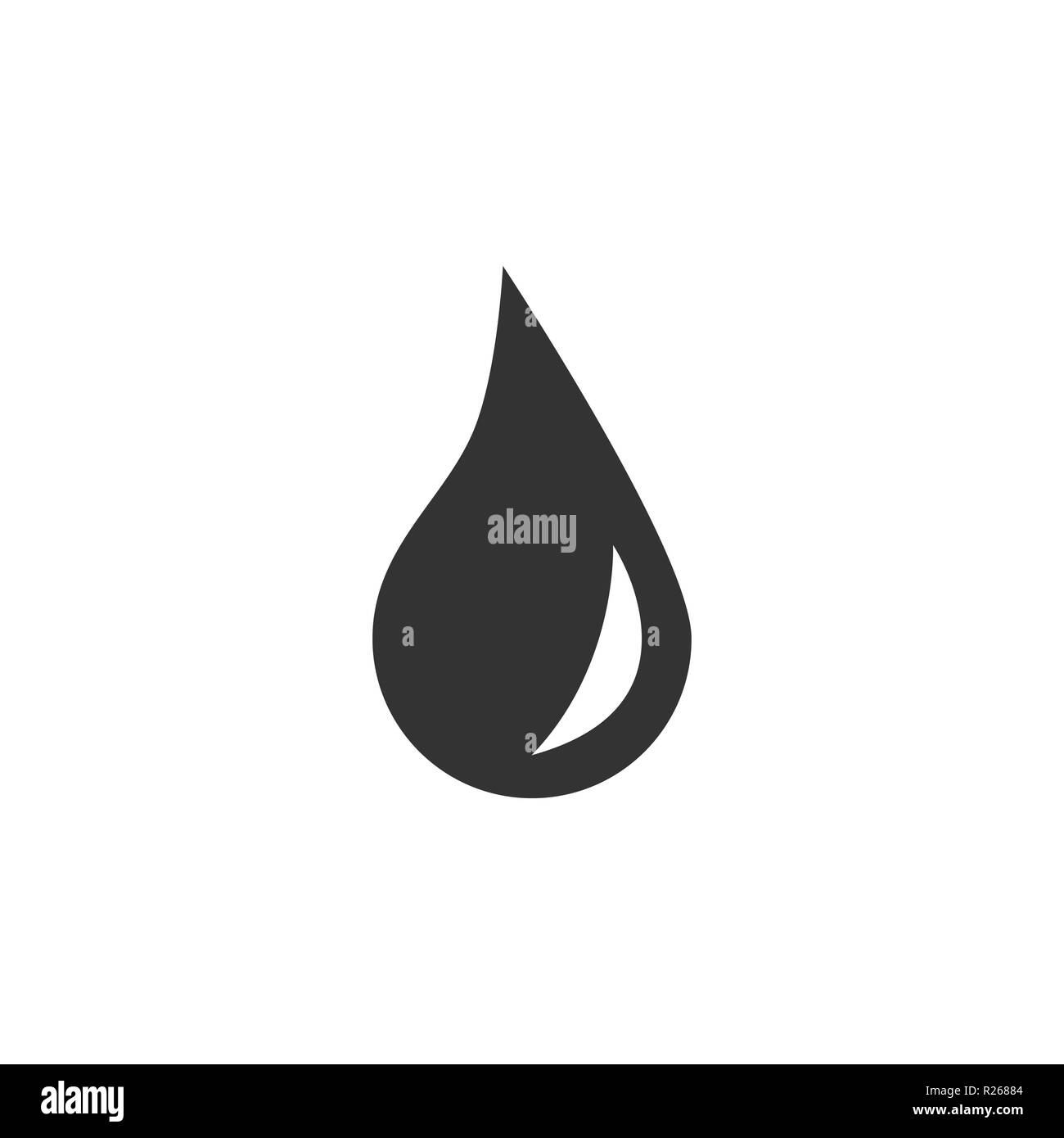 Water drop icon. Vector illustration, flat design. Grey on white Stock Vector