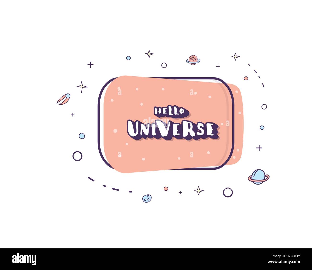 Vector quote of Hello Universe with decoration. Handwritten lettering ...