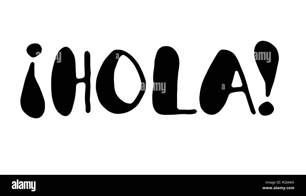 Hola! - Modern calligraphy, lettering. (Hola is Hello in Spanish) Stock Photo