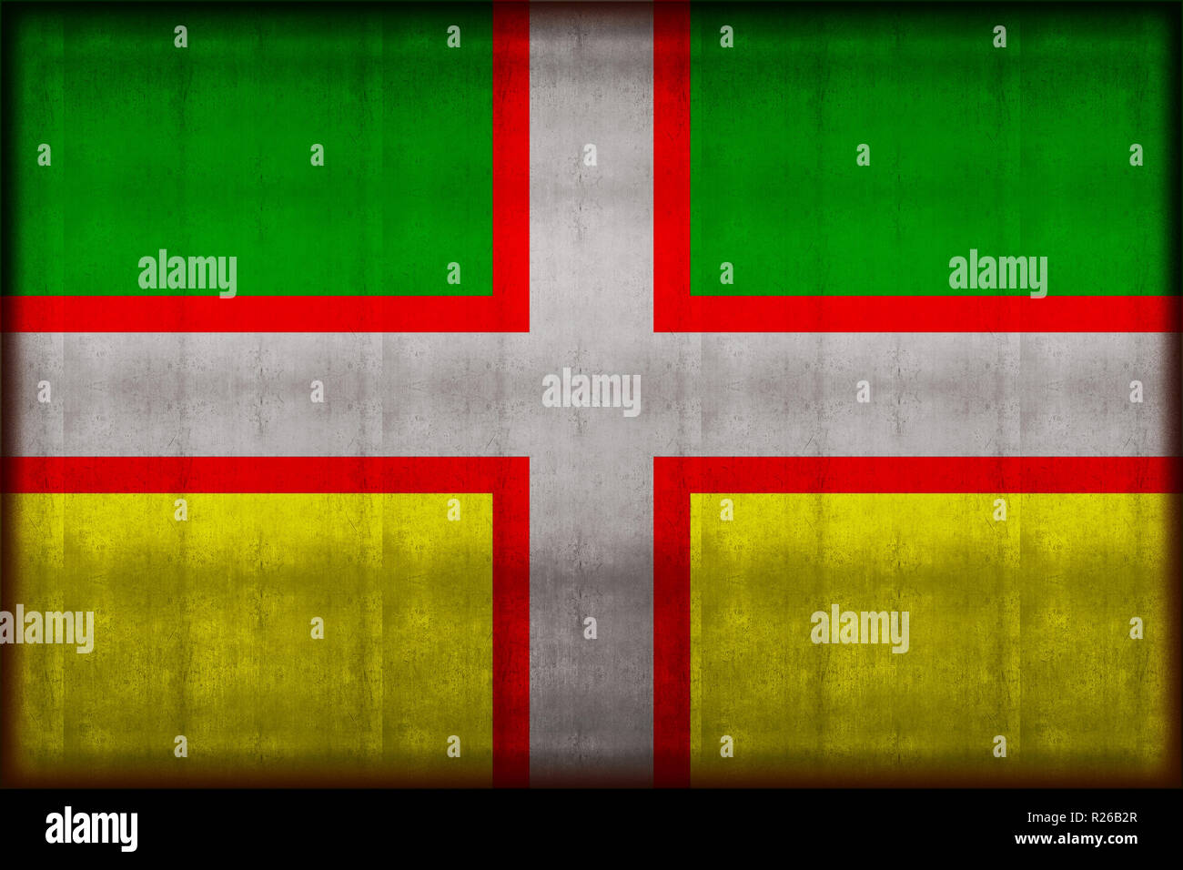 Drapeau Du SaguenayLacSaintJean rusty flag illustration. Usable for