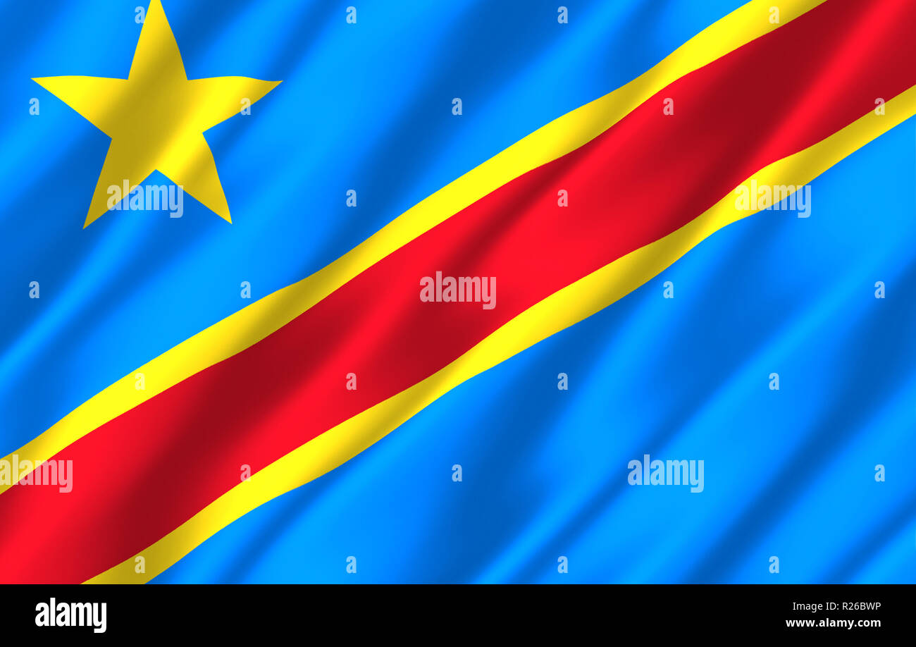 Democratic Republic Of Congo 3D waving flag illustration. Texture can ...