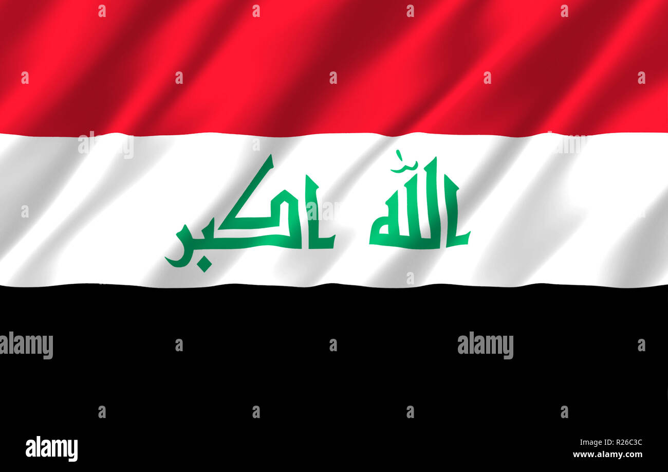 Iraq 3D waving flag illustration. Texture can be used as background. Stock Photo