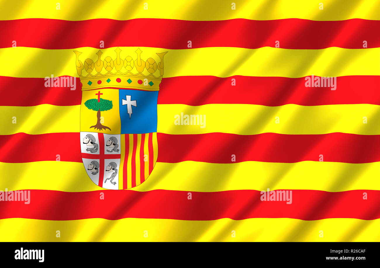 Aragon 3D waving flag illustration. Texture can be used as background ...
