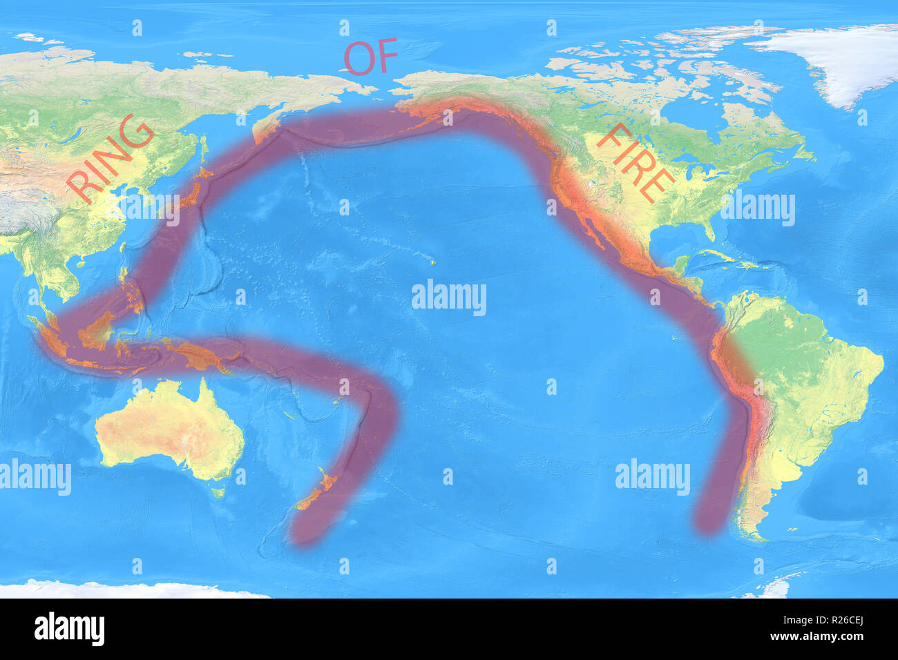 Pacific 'Ring of Fire' map (image for illustrative purposes only Stock  Photo - Alamy