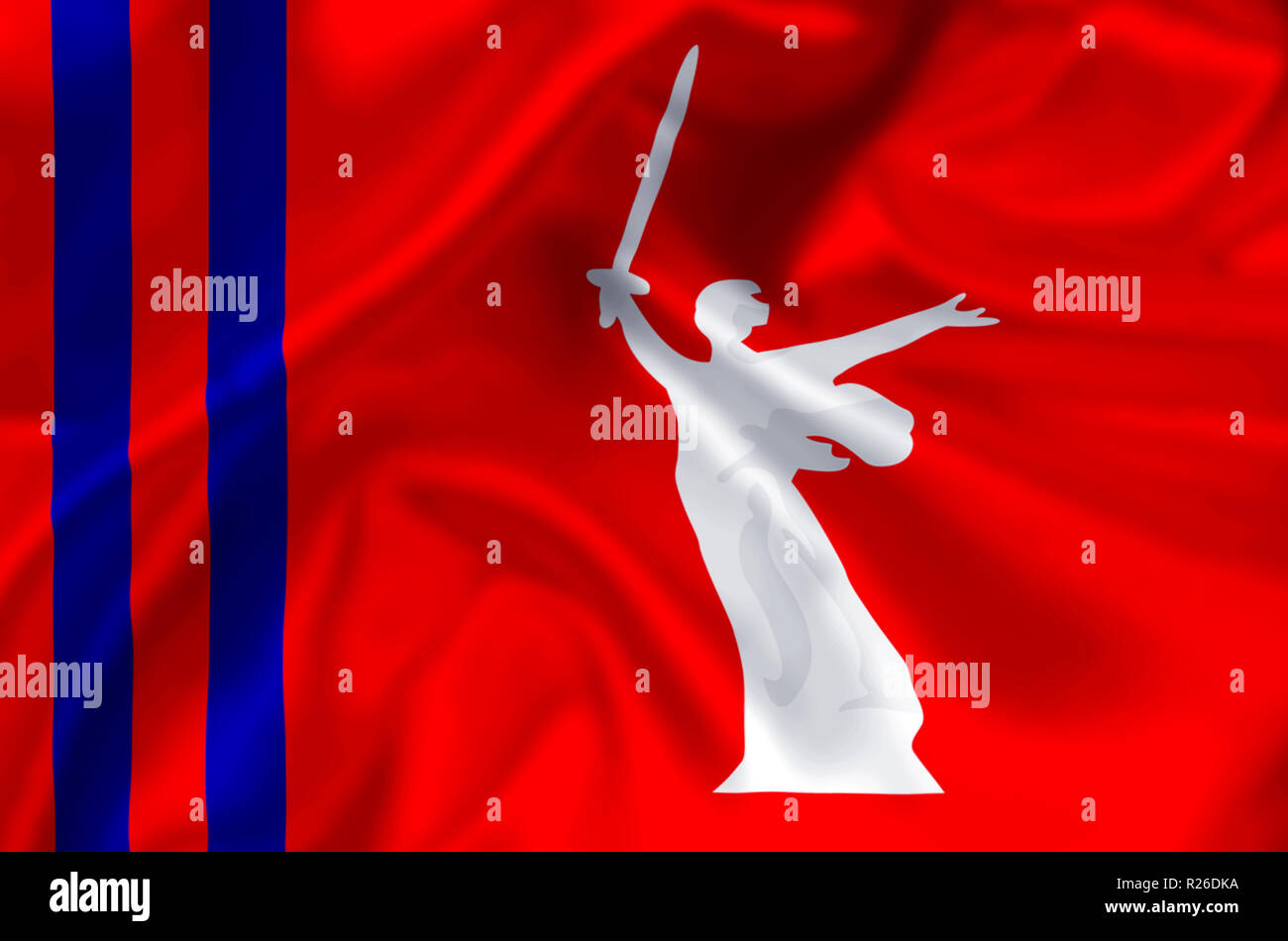 Volgograd waving and closeup flag illustration. Perfect for background