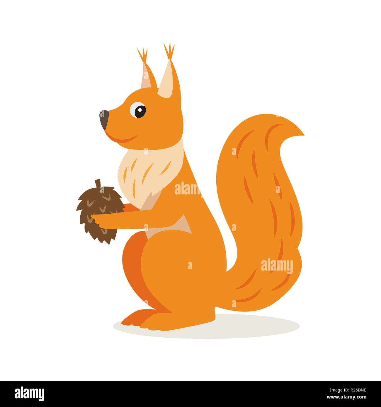 Icon of squirrel with cone isolated, forest, woodland animal Stock Vector