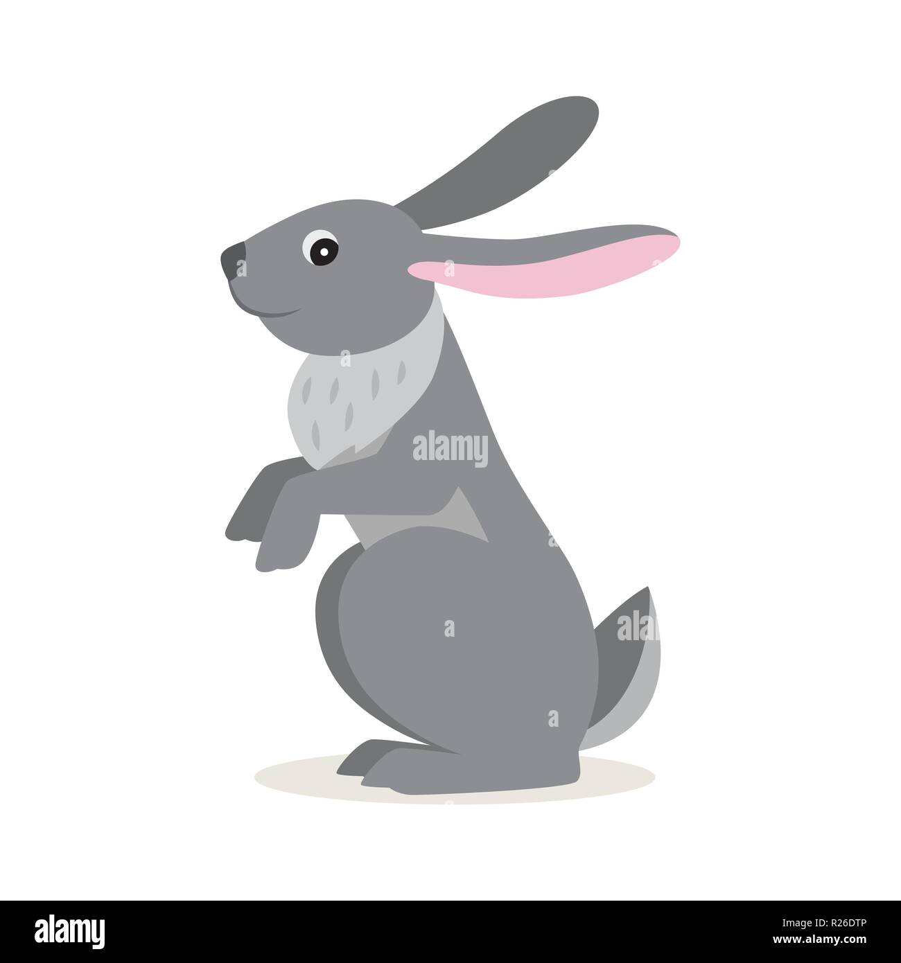 Icon of gray hare isolated, forest, woodland animal Stock Vector