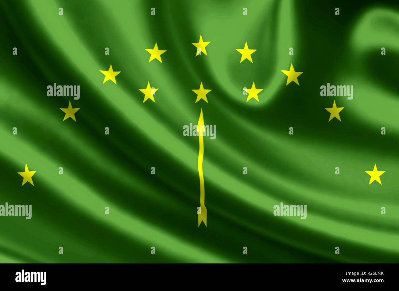 Adygea waving and closeup flag illustration. Perfect for background or texture purposes. Stock Photo