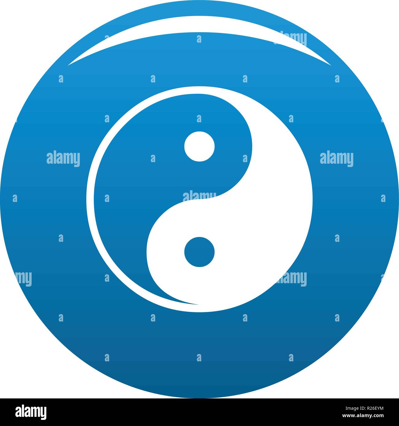 Ying yang symbol of harmony and balance icon vector blue circle ...