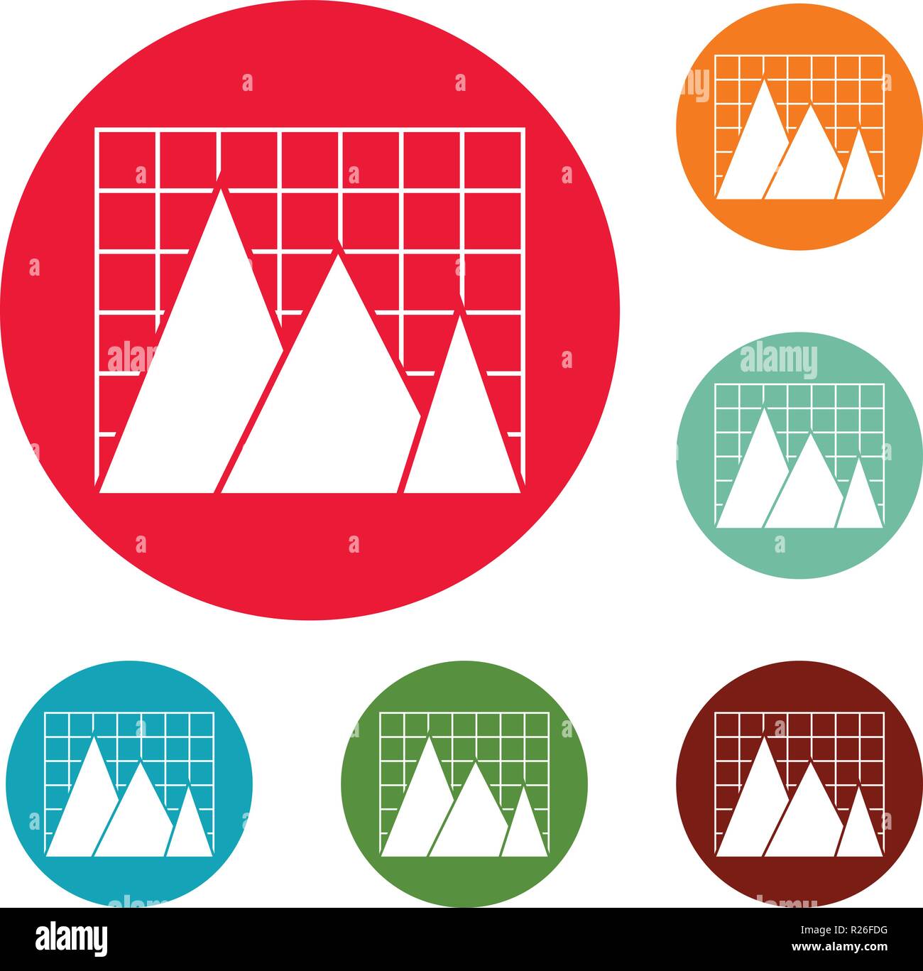 Business chart icons circle set vector isolated on white background ...