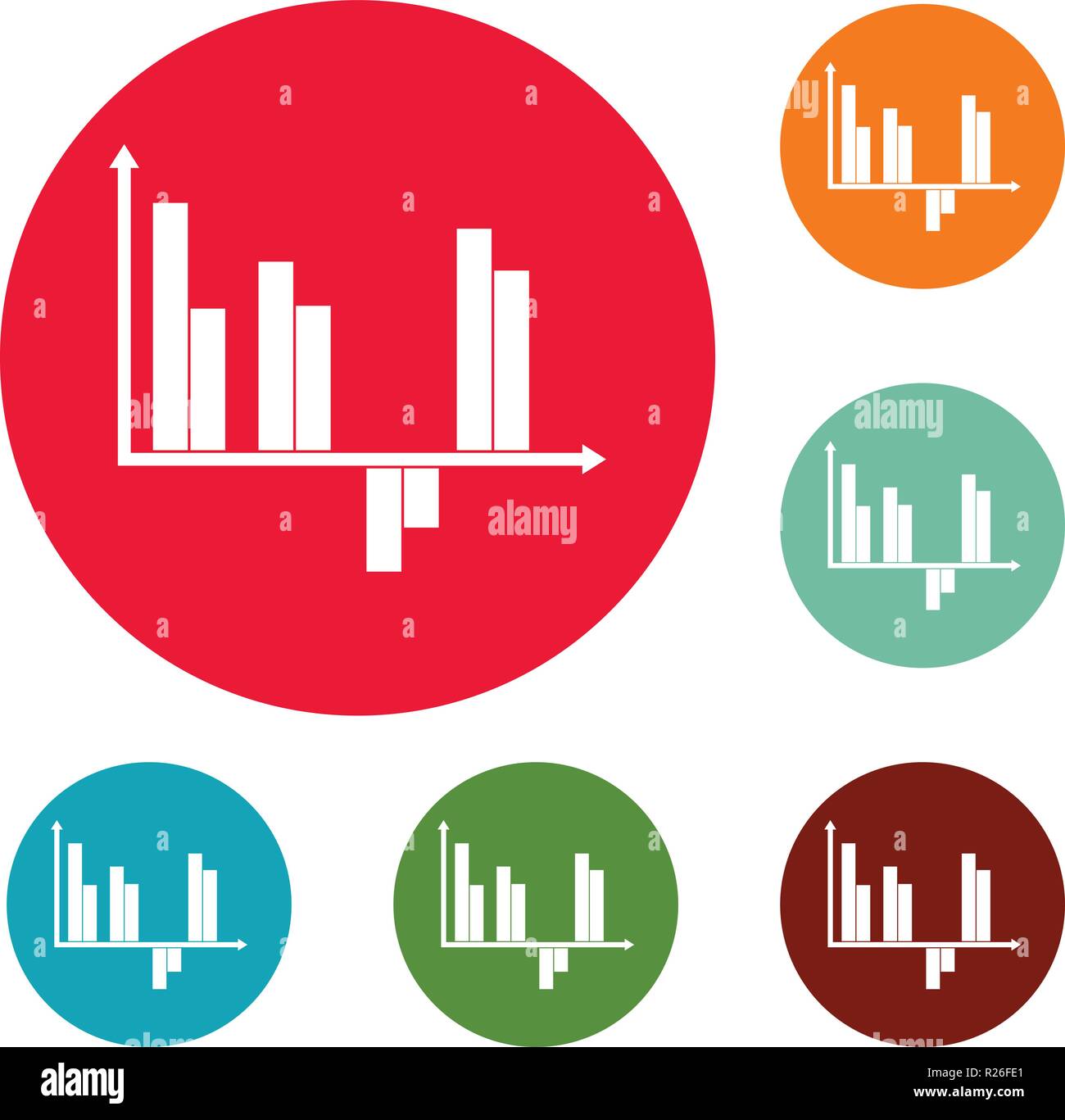 Business diagram icons circle set vector isolated on white background ...