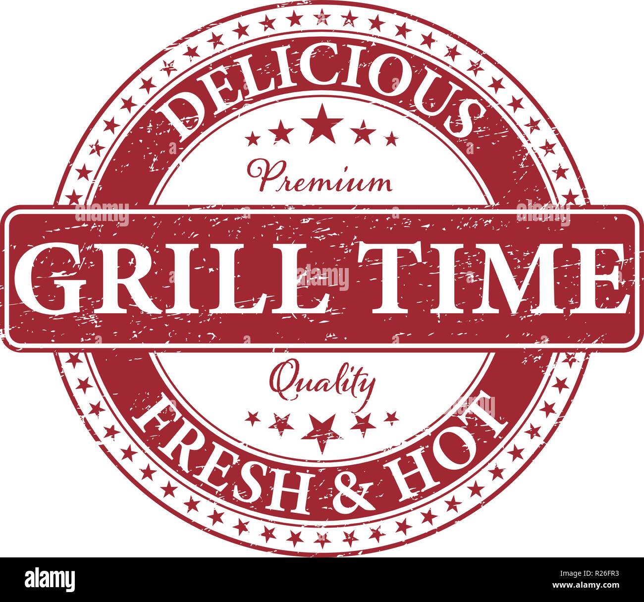 Retro Old Grill Time Stamp Stock Vector Art Illustration Vector