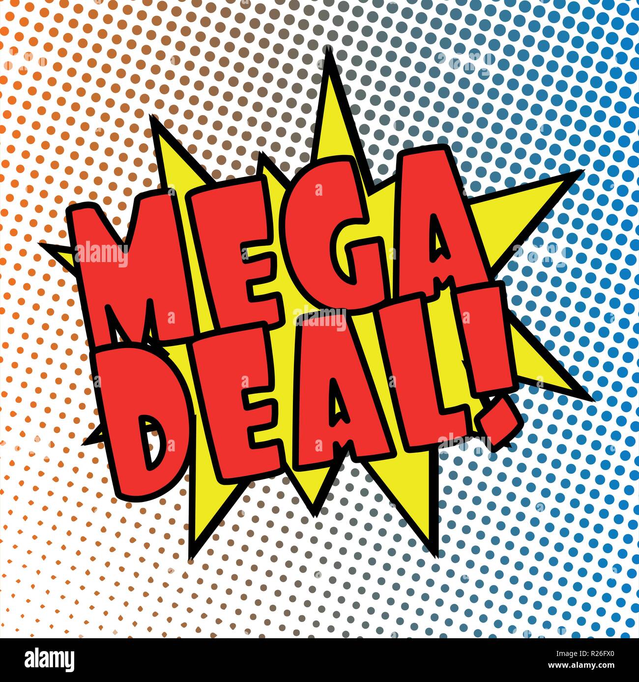 follow us comic explosion with red dots on white Stock Vector
