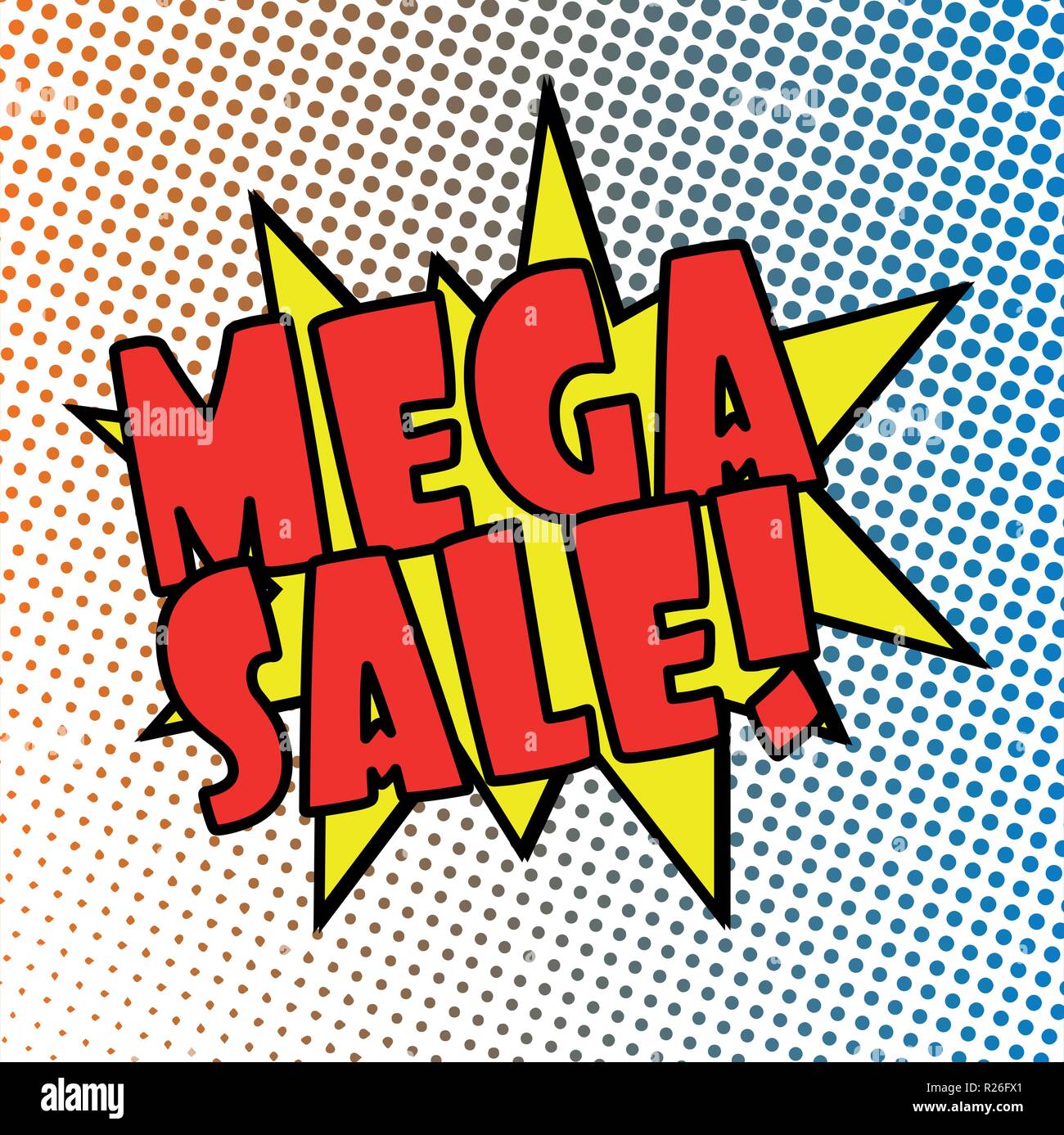 follow us comic explosion with red dots on white Stock Vector