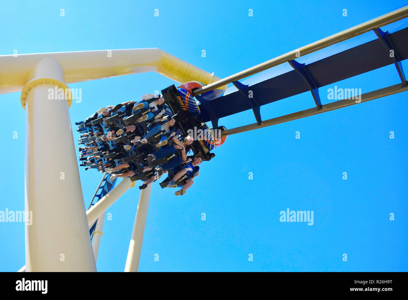 Tampa, Florida. October 25, 2018. People having fun incredible Montu ...