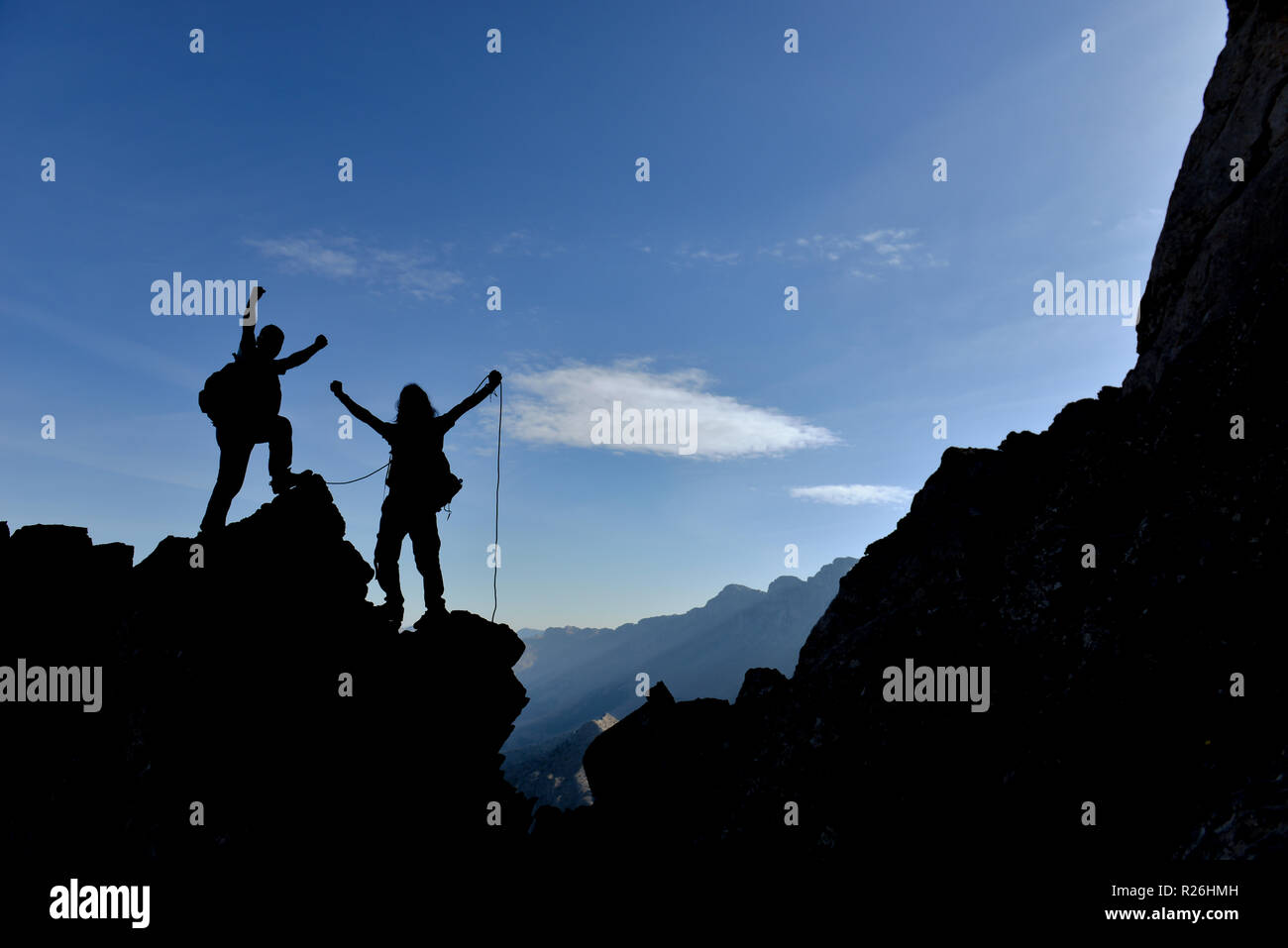 rock climbing and challenging challenging mountains Stock Photo
